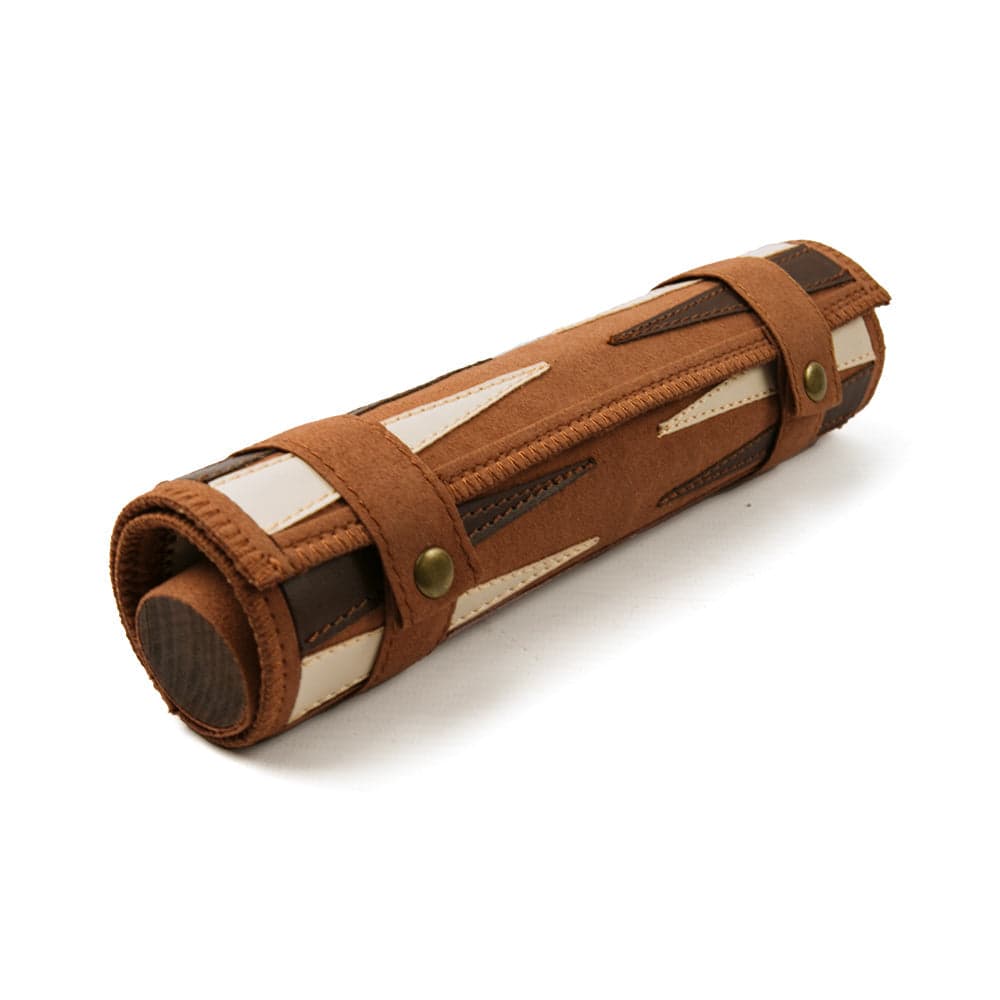 Grandpont backgammon: roll up, brown faux suede., image 1 of 3