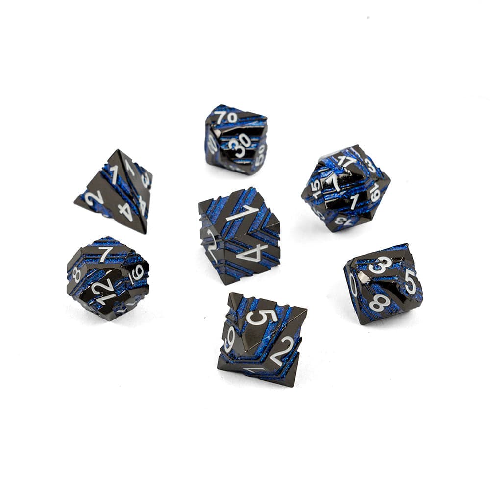 Glowing Strata - Solid Metal Dice - 7 - Polyhedral Set, image 1 of 3