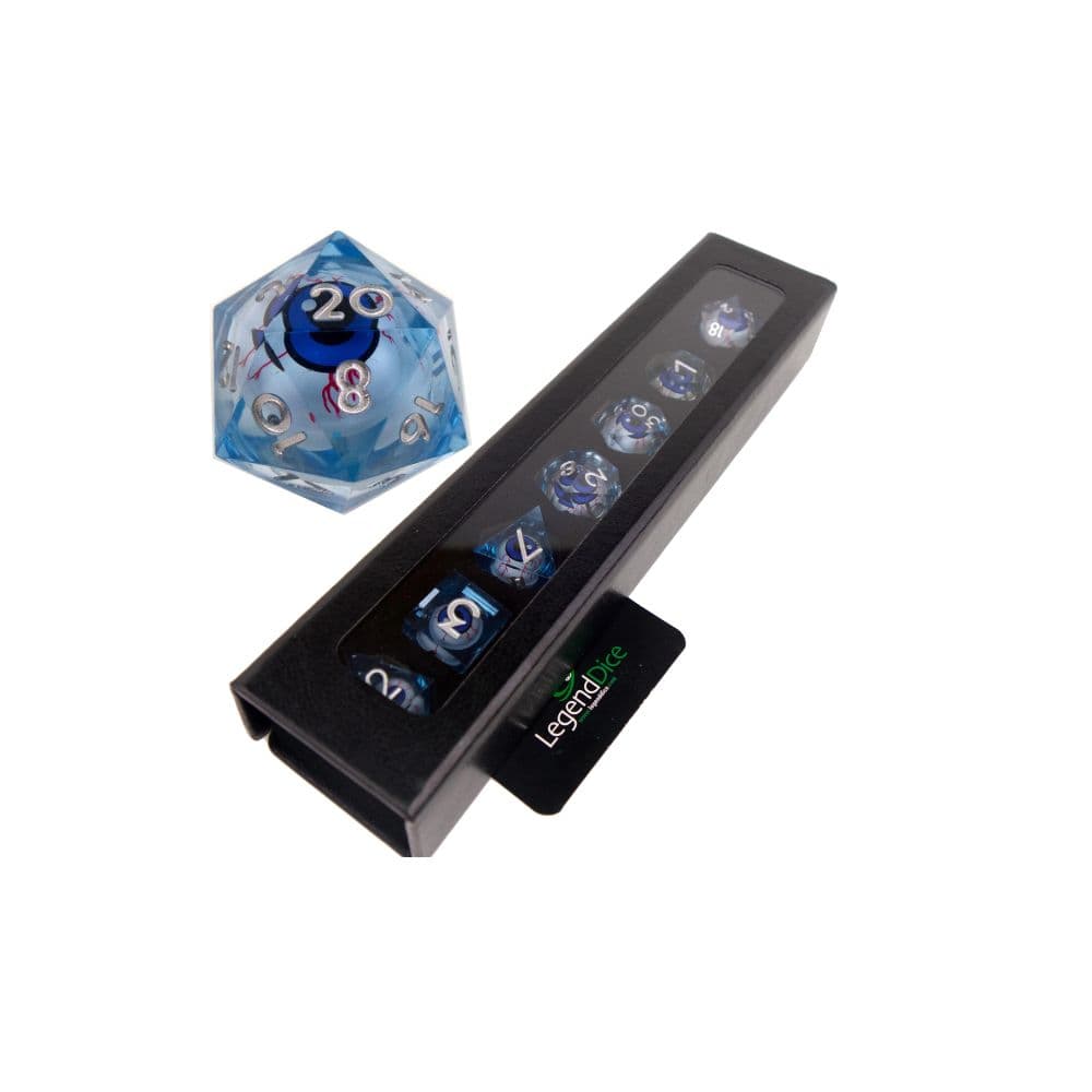 Blue Eyeball - Liquid Core Dice - 7 - Polyhedral Set